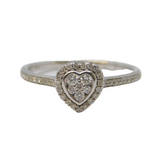 18ct White Gold & Brilliant Cut Diamond Heart Shaped Engagement Ring Vintage