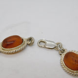 Sterling Silver & Baltic Amber Set Panel Bracelet Vintage c1970s