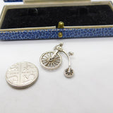 Sterling Silver Nuvo Penny Farthing Bicycle Charm Pendant Vintage c1970