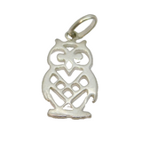 Sterling Silver Cutwork Owl Charm Pendant Vintage c1970