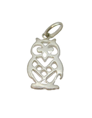 Sterling Silver Cutwork Owl Charm Pendant Vintage c1970