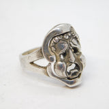 Sterling Silver Comedy & Tragedy Spinning Dress Ring Vintage c1970s