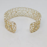 Sterling Silver Paste Set Floral Pattern Open Bangle Vintage c1990
