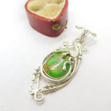Sterling Silver Amazonite Gem Charm Pendant Vintage c1970