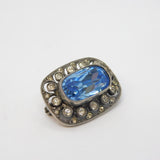 19th Century Continental .900 Silver, Topaz & Paste Set Brooch Antique c1880s