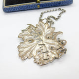 Georgian Sterling Silver Vine Leaf Claret Decanter Label 1825 Birmingham Antique