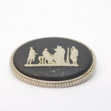 Sterling Silver Mounted Wedgwood Japerware Classical Brooch Vintage c1970