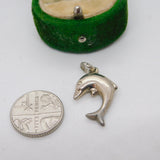 Sterling Silver Leaping Dolphin Charm Pendant Vintage c1970
