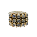Sterling Silver 15 Rainbow Moonstone Chunky Statement Ring Modern c2000 Size U