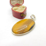 Sterling Silver Tigers Eye Charm Pendant Vintage c1970
