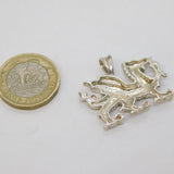 Sterling Silver Large Welsh Dragon Pendant Vintage c1970s