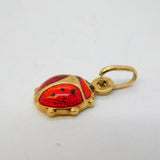 9ct Yellow Gold & Enamel Set Ladybird Charm Pendant Vintage c1970s