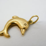 9ct Yellow Gold Leaping Dolphin Charm Pendant Vintage c1970