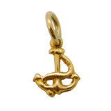 9ct Yellow Gold Small Anchor Charm Pendant Vintage c1970s