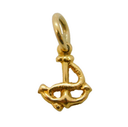 9ct Yellow Gold Small Anchor Charm Pendant Vintage c1970s