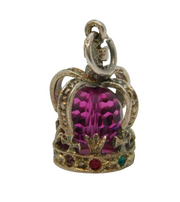 Sterling Silver Royal Crown Charm Pendant Vintage c1970