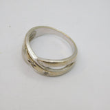 Sterling Silver Triple Diamond Crossover Dress Ring Vintage c1970 Size P 1/2