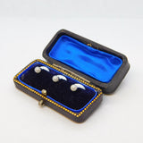 Art Deco Boxed Set of Mother of Pearl & Gold Dress Studs Antique c1920s