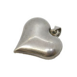 Sterling Silver Puffy Heart Charm Pendant Vintage c1970