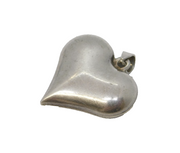 Sterling Silver Puffy Heart Charm Pendant Vintage c1970
