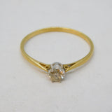 9ct Yellow Gold & 0.25ct Diamond Solitaire Ring Vintage London