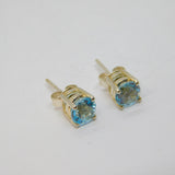 Pair of Sterling Silver Round Blue Topaz Stud Earrings Vintage c1970