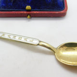 Aksel Holmsen Norwegian Sterling Silver Gilt & Enamel 'Mandal' Souvenir Spoon