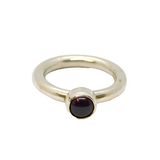 Sterling Silver Cabochon Almandine Garnet Studio Dress Ring Modern 1995 Size M