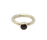 Sterling Silver Cabochon Almandine Garnet Studio Dress Ring Modern 1995 Size M