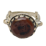 20th Century White Metal Carnelian Agate Centurion Signet Ring Antique c1920