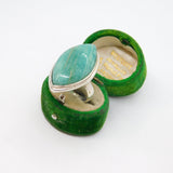 Sterling Silver Aqua Natural Stone Chunky Statement Ring Vintage c1970 Size N