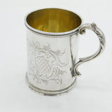 Victorian Sterling Silver Floral Pattern Christening Mug Antique 1869 London