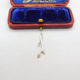 9ct White Gold Diamond Paste Set Floral Drop Pendant Vintage c1980