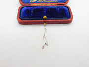 9ct White Gold Diamond Paste Set Floral Drop Pendant Vintage c1980