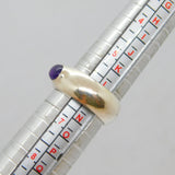 Sterling Silver Cabochon Amethyst Wide Band Studio Ring Modern c1997 Size M