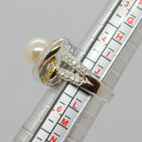 Sterling Silver Faux Pearl & Multi-Colour Cocktail Ring Vintage c1970 Size K