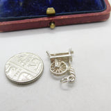 Sterling Silver Spinning Wheel Charm Pendant Vintage c1970