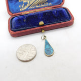 Sterling Silver Turquoise Shard Teardrop Charm Pendant Vintage c1970