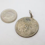 Silver Metal USA Quarter Coin Charm Pendant Vintage c1970