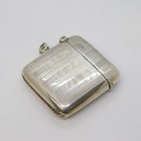 Edwardian Sterling Silver Lined Pattern Vesta Case Antique 1909 Chester