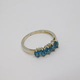 Sterling Silver 5 Marquis Cut Sapphire Dress Ring Vintage c1970 Size N 1/2