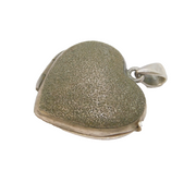 Sterling Silver Textured Pattern Heart Locket Charm Pendant Vintage c1970s