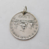 19th Century Italian .835 Silver 500 Lira Coin Fob Pendant Antique