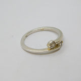 Sterling Silver CZ Crossover Narrow Band Dress Ring Modern c2000 Size L