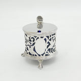 Victorian Sterling Silver Bird & Floral Pattern Mustard Pot Antique Birmingham