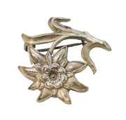 Art Deco Sterling Silver Welsh Daffodil Flower Brooch Antique c1930s