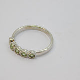 Sterling Silver 5 Peridot Half Eternity Band Ring Vintage c1970 Size N 1/2