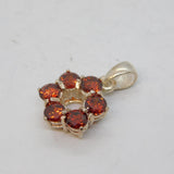 Sterling Silver & Garnet Set Flower Pendant Vintage