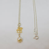 Sterling Silver Cream Pearl & Citrine Pendant Necklace Contemporary c2015