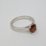 Sterling Silver Faceted Garnet Solitaire Dress Ring Vintage c1970 Size N 1/2